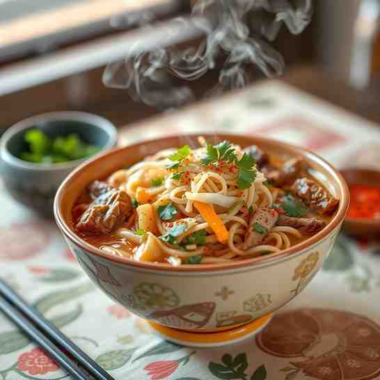 Ohn No Khao Swè - Creamy Asian Noodles Bowl Recipe